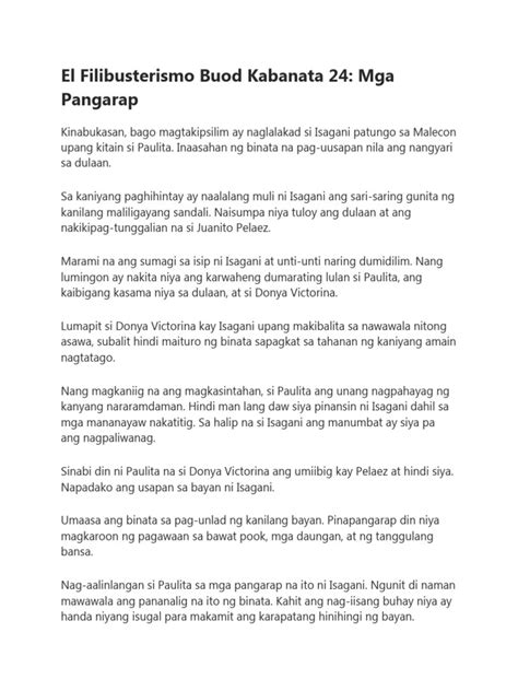 Kabanata 24: Mga Pangarap (Buod) El Filibusterismo.